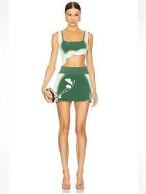 Green and White Two-Piece Set